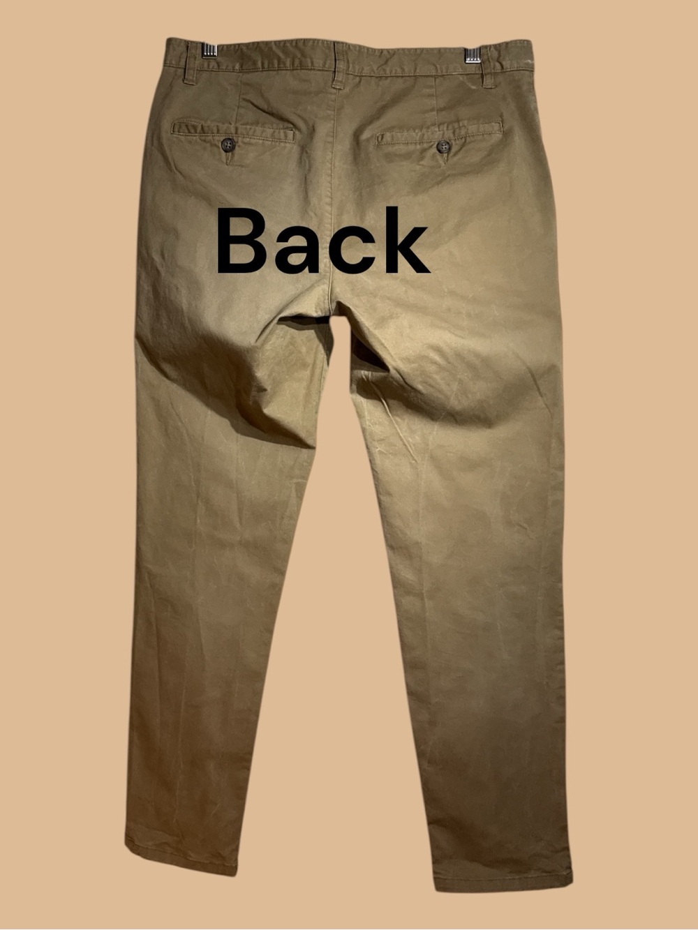 Under 5’ 10” Chino Casual Slacks Almond Tan 33 x 28 - Fits like 32 Waist - Picture 4 of 8